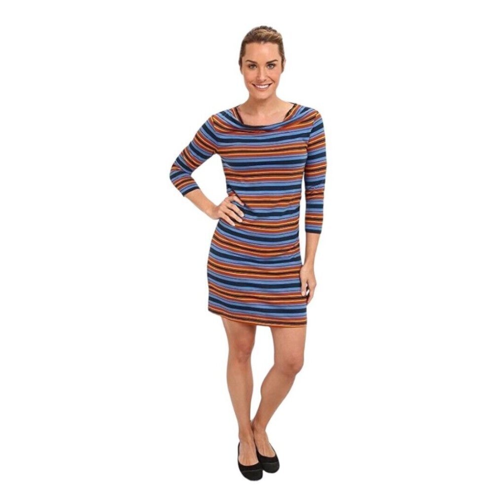 Patagonia Kamala Cowl Neck Dress Hatty Stripe Andes Blue  Dress, Size M